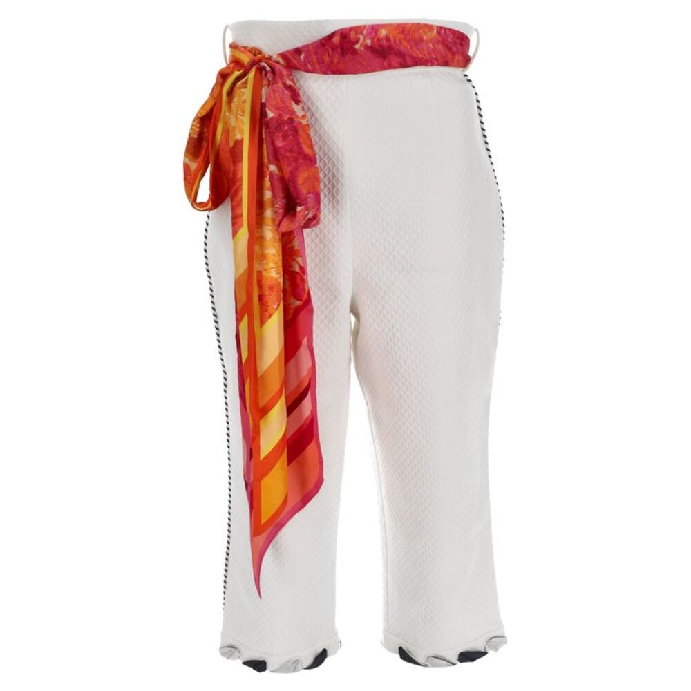 Zimmermann Belted Straight-Leg Cropped Pants in White Cotton